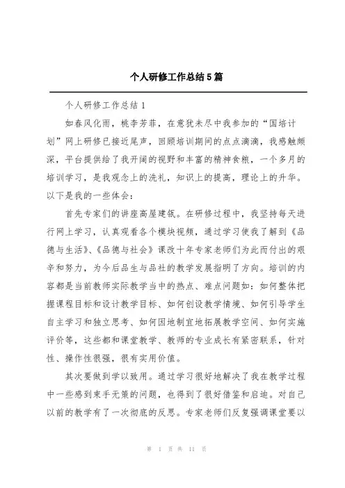 个人研修工作总结5篇