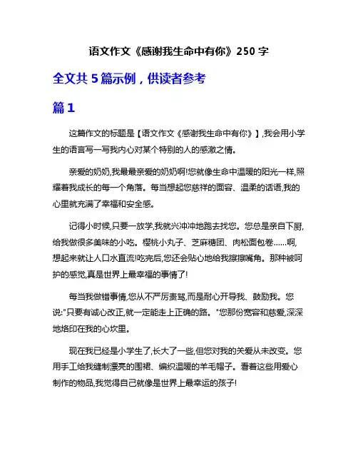 语文作文《感谢我生命中有你》250字