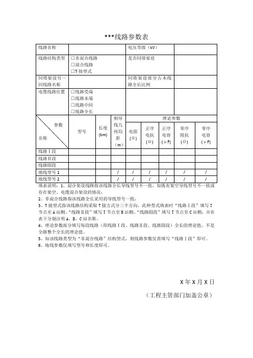 线路参数模板