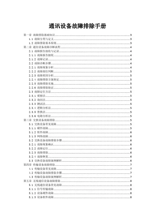 通讯设备故障排除手册
