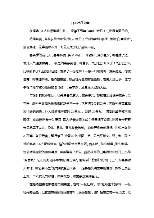 白茶牡丹文案