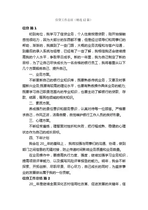 信贷工作总结（精选12篇）