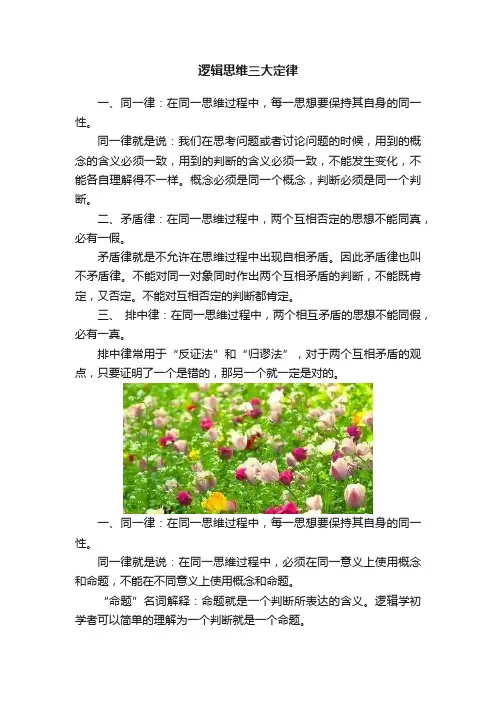 逻辑思维三大定律