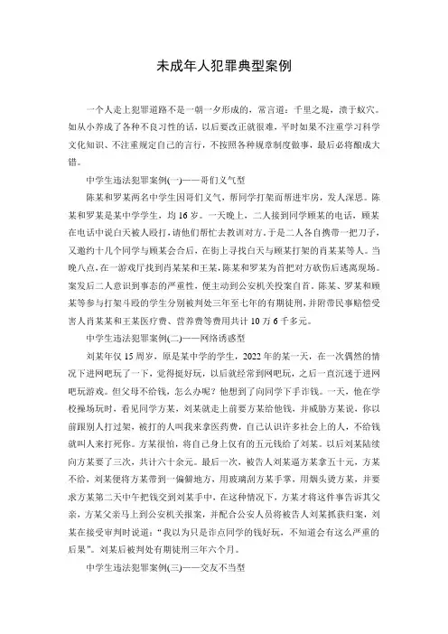 未成年人犯罪典型案例