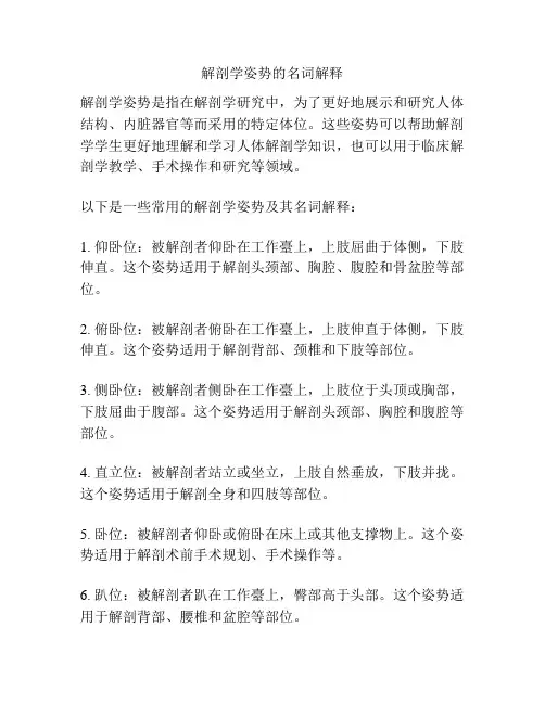 解剖学姿势的名词解释