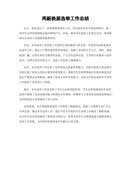 两新换届选举工作总结
