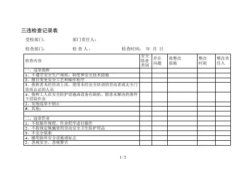 三违检查记录表