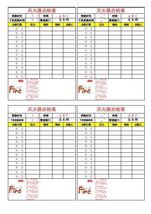 灭火器(消火栓)点检表