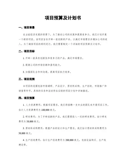 项目预算及计划书