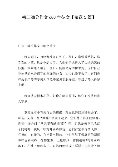 初三满分作文600字范文【精选5篇】