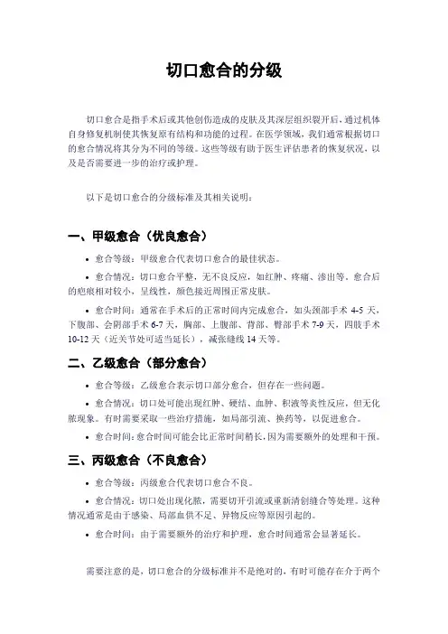 切口愈合的分级
