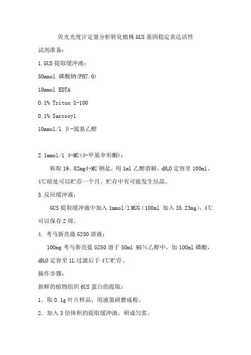 GUS酶活检测方法