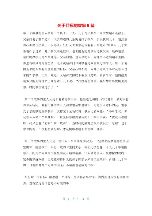 关于目标的故事5篇