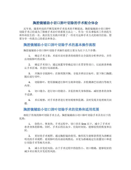 胸腔镜辅助小切口肺叶切除的手术配合体会