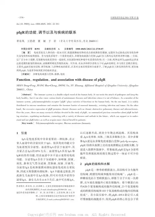 pIgR的功能、调节以及与疾病的联系