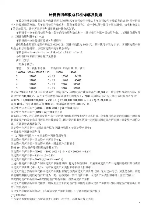 计提折旧年数总和法详解及例题
