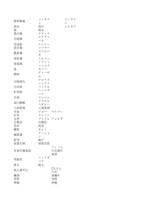 机械日语的单词表