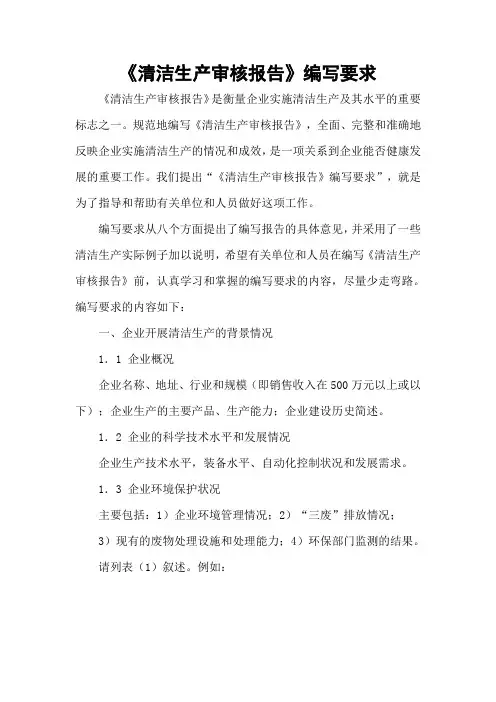 清洁生产审核报告