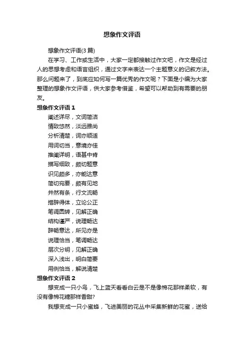 想象作文评语（3篇）