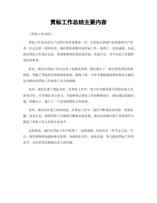 贯标工作总结主要内容