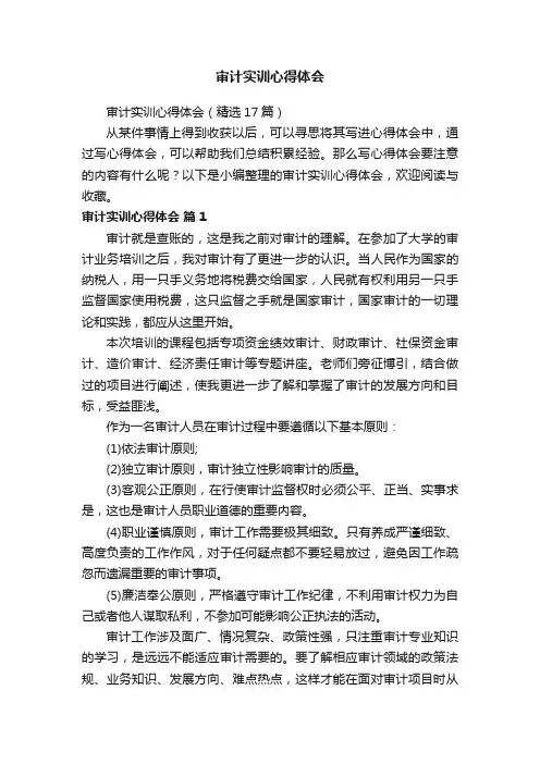 审计实训心得体会（精选17篇）