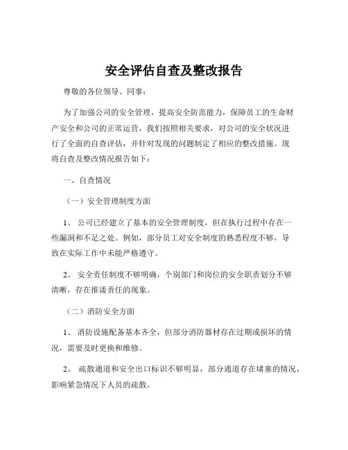 安全评估自查及整改报告