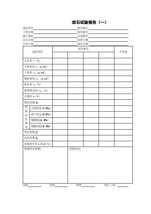 岩石试验报告