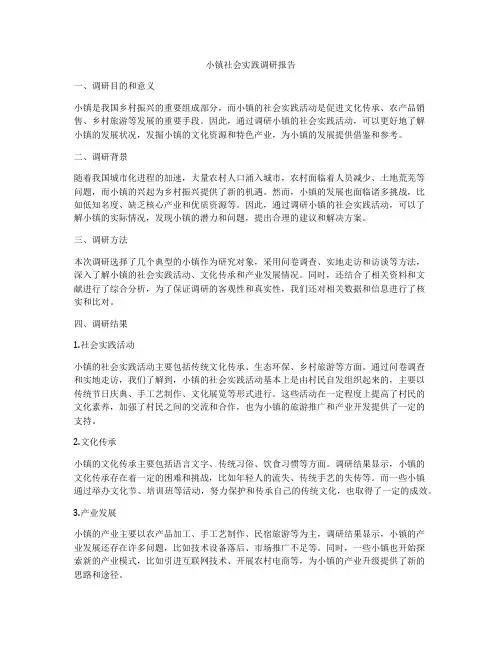 小镇社会实践调研报告