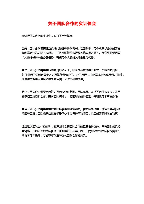 关于团队合作的实训体会