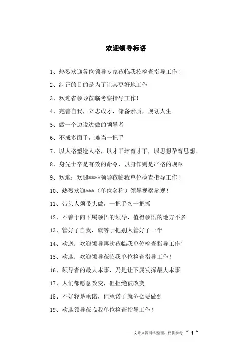 欢迎领导标语