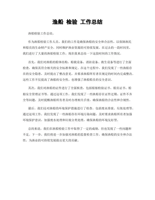 渔船 检验 工作总结