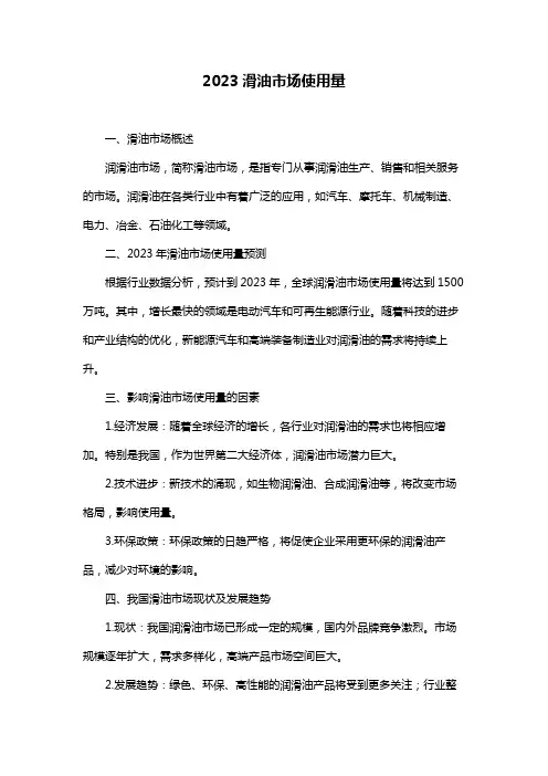 2023滑油市场使用量