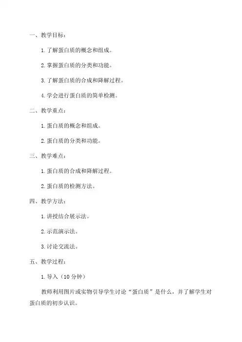 九年级化学蛋白质教案