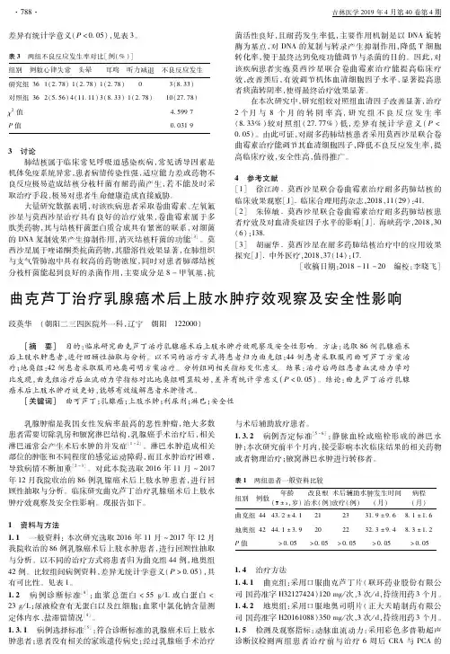 曲克芦丁治疗乳腺癌术后上肢水肿疗效观察及安全性影响