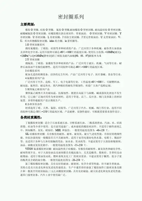 O Y V型密封圈型号系列 具体参数
