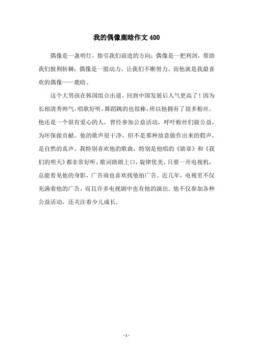 我的偶像鹿晗作文400