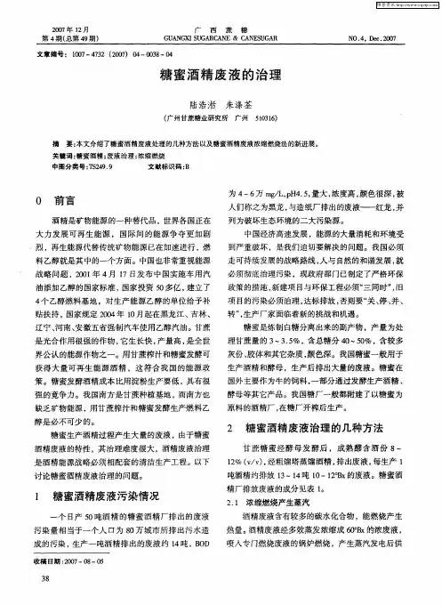 糖蜜酒精废液的治理