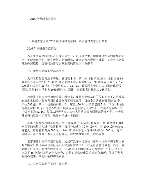 2016年调研报告范例