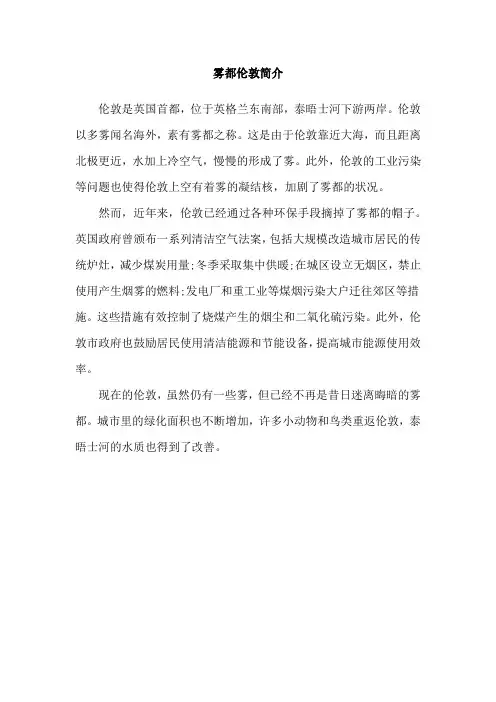 雾都伦敦简介
