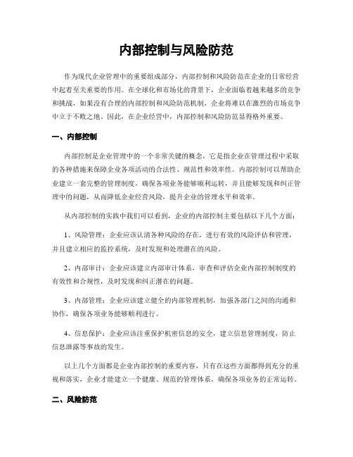 内部控制与风险防范