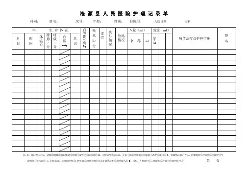 护 理 记 录 单