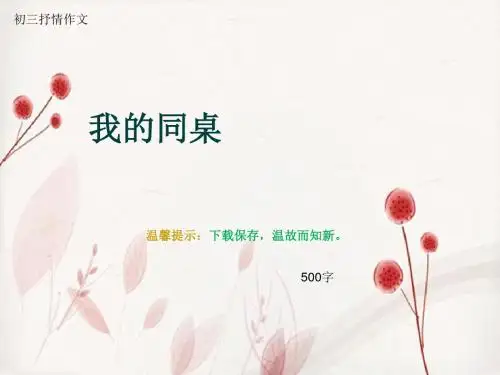 初三抒情作文《我的同桌》500字(总7页PPT)