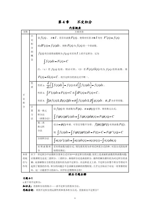 不定积分例题及答案_理工类_吴赣昌[1]