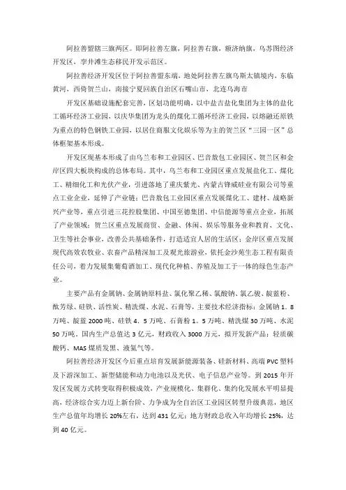 阿拉善开发区概况