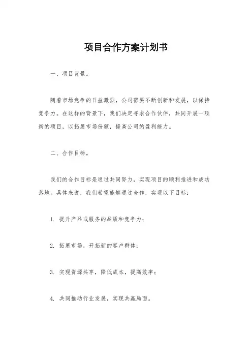 项目合作方案计划书