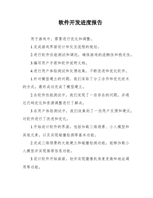软件开发进度报告