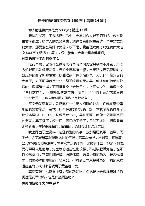 神奇的植物作文范文500字（精选14篇）