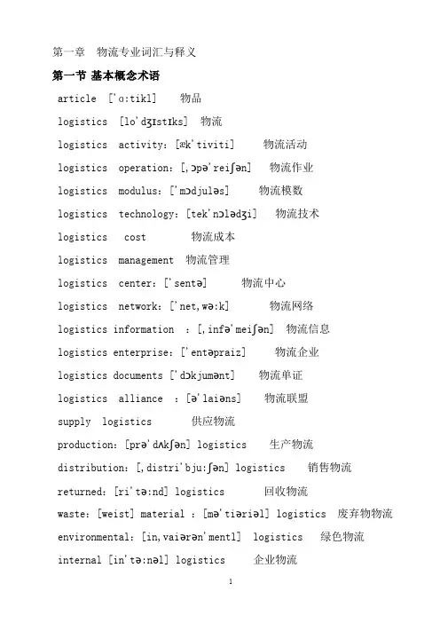 物流专业词汇与示意