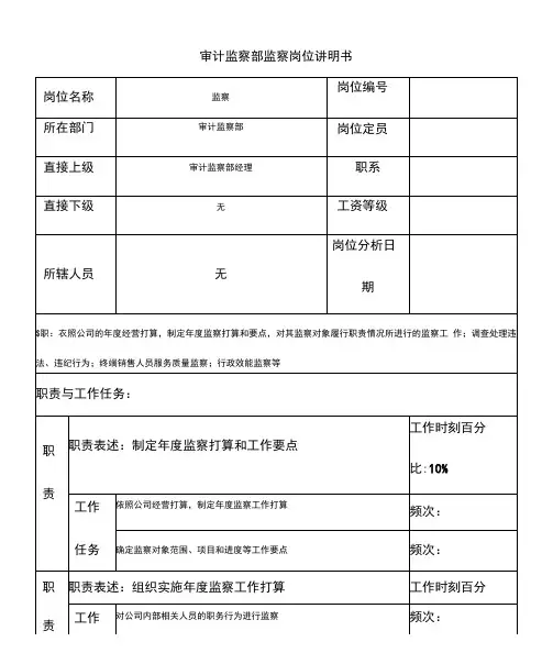审计监察部监察的岗位说明书(doc3页)