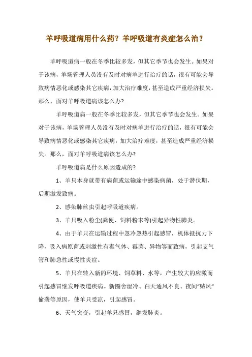 羊呼吸道病用什么药？羊呼吸道有炎症怎么治？